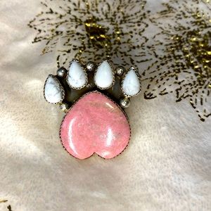 M&S howlite and thulite paw ring